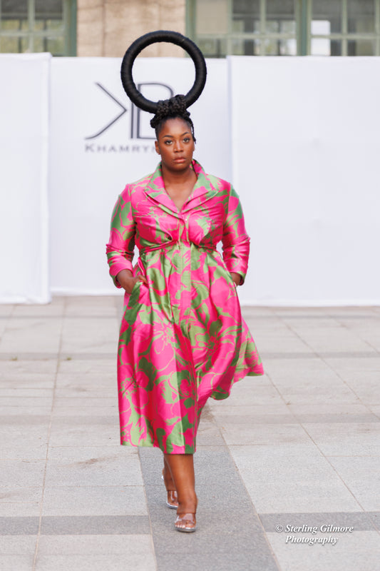 Bold Bloom Double Collar Dress