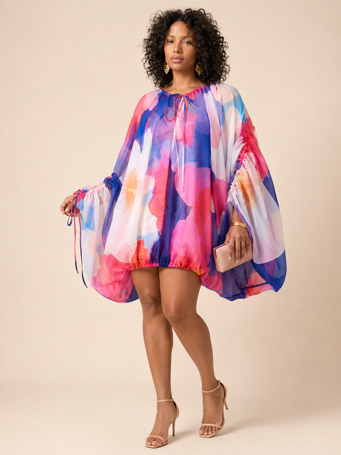 Art Basil Balloon Sleeve Dress