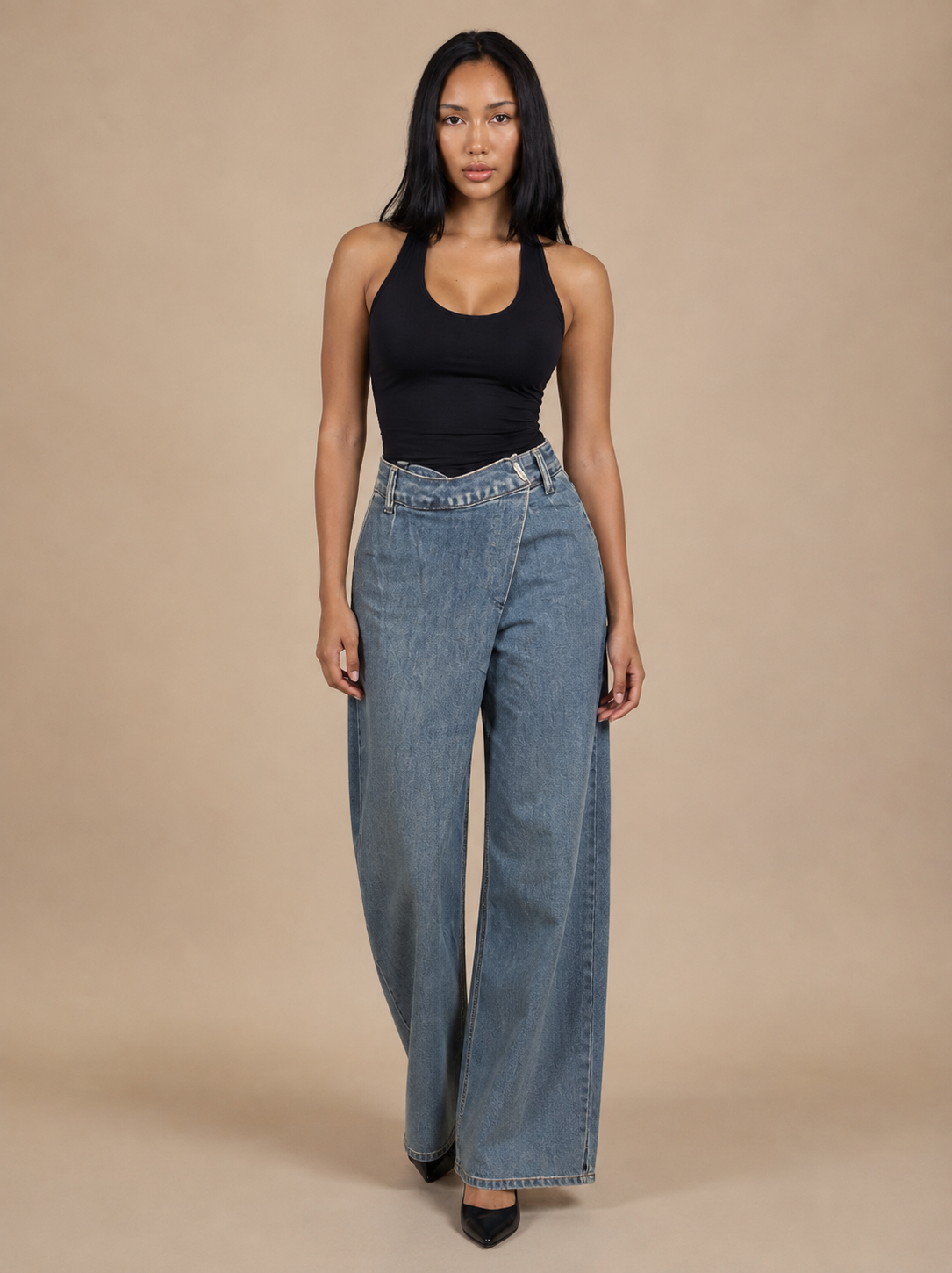 Crossover Fly Mom Jeans