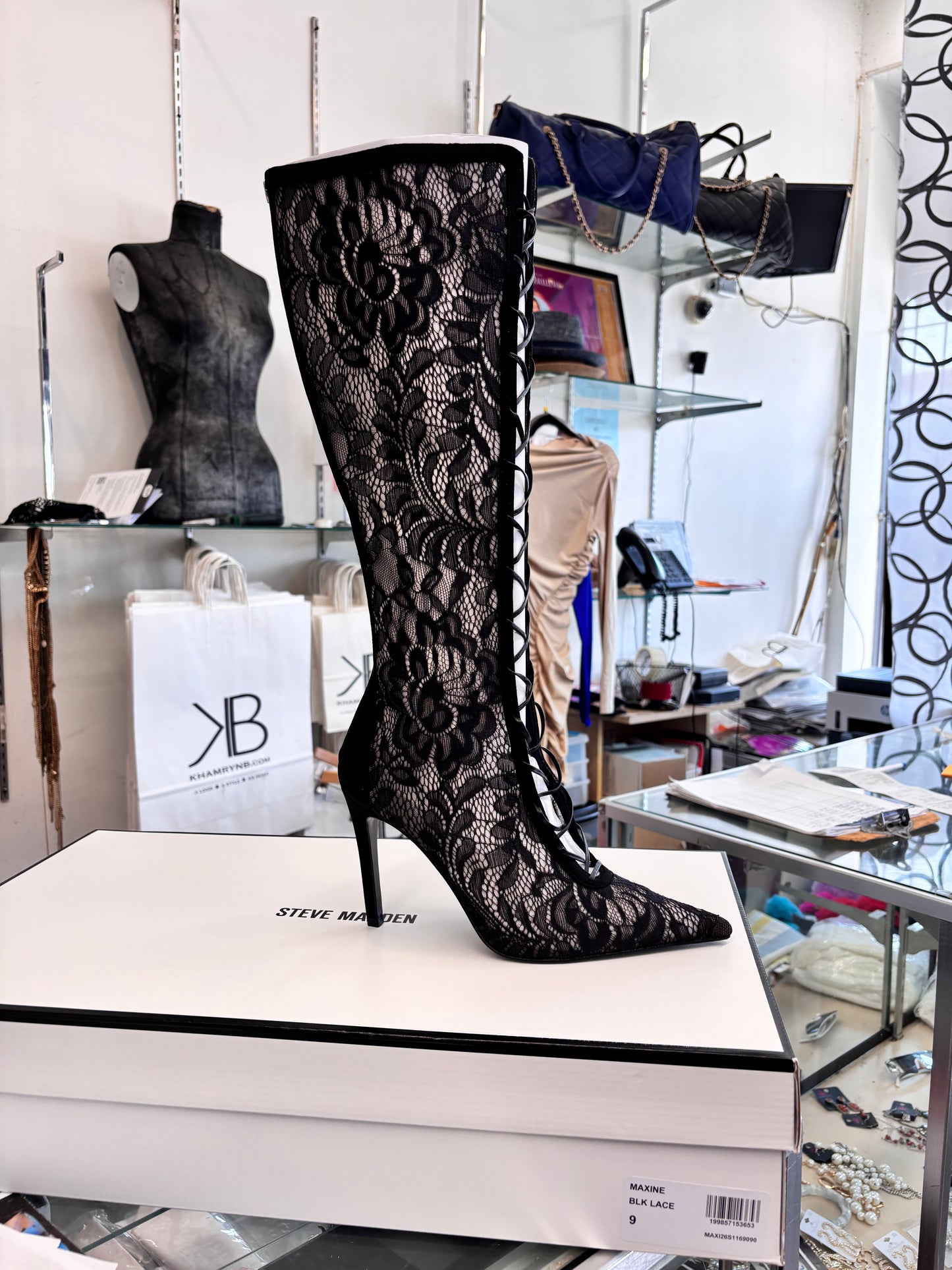 Steve Madden "Maxine" Black Lace Boot