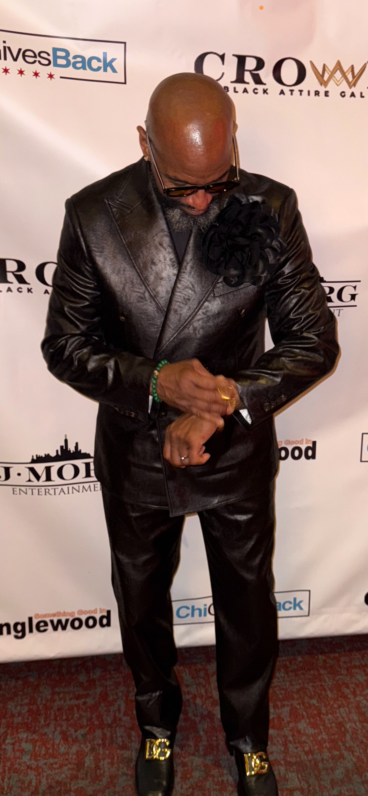 Wax Faux Leather Double Breasted Suit