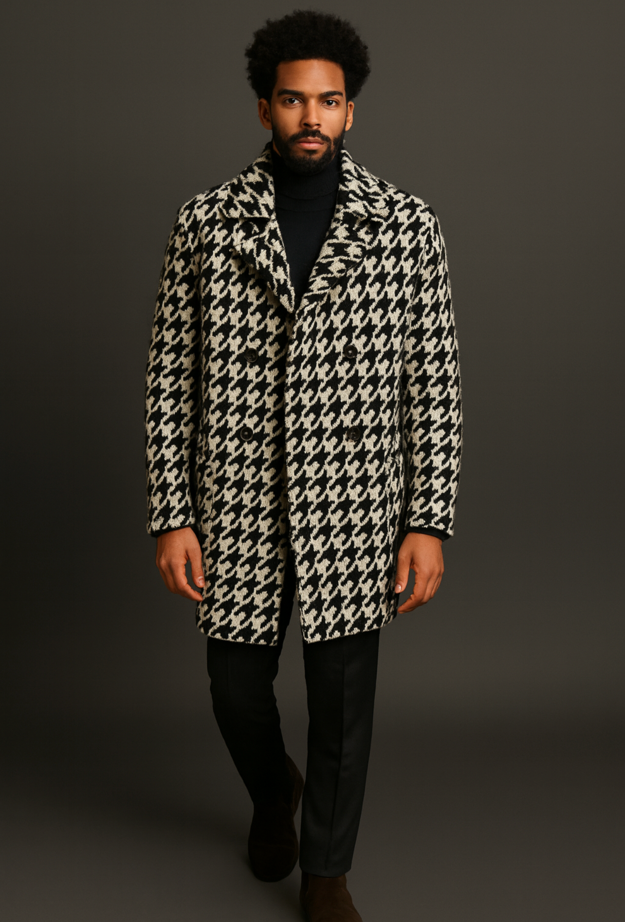 Luxe Houndstooth Sweater Coat