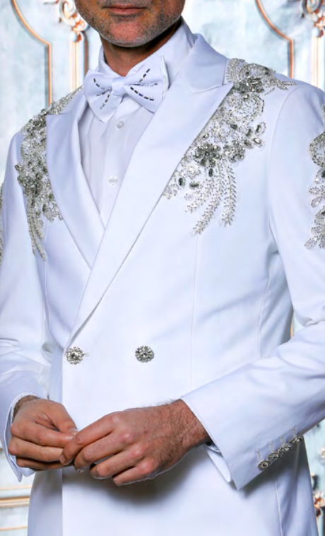 Applique 2pc Double Breasted Suit