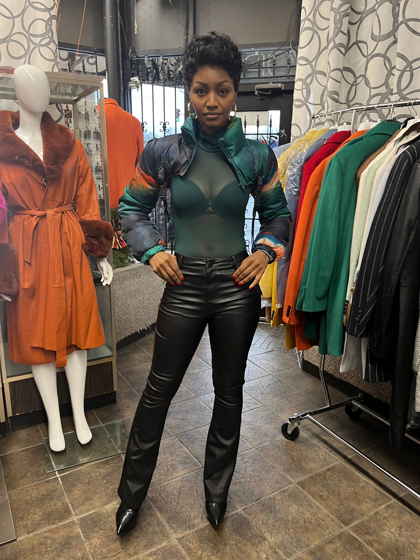 Sheer turtleneck top