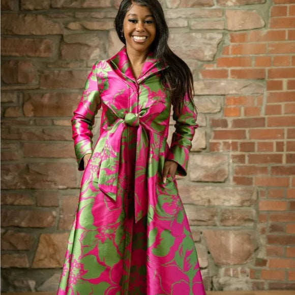 Bold Bloom Double Collar Dress Jacket