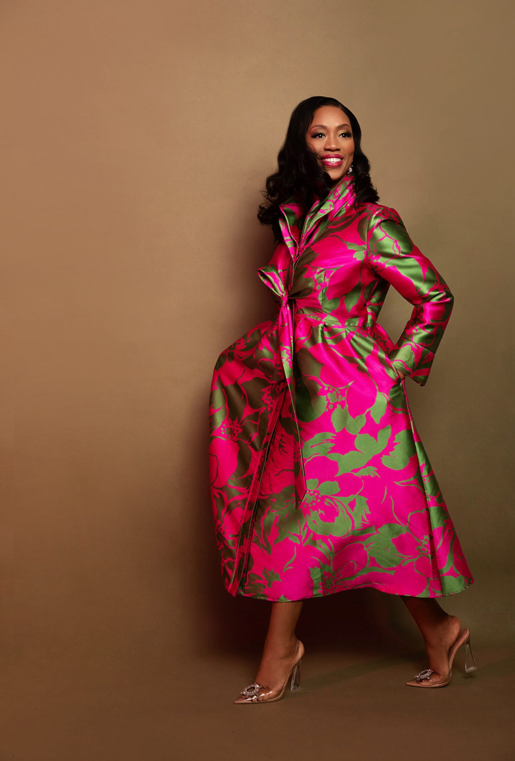 Bold Bloom Double Collar Dress