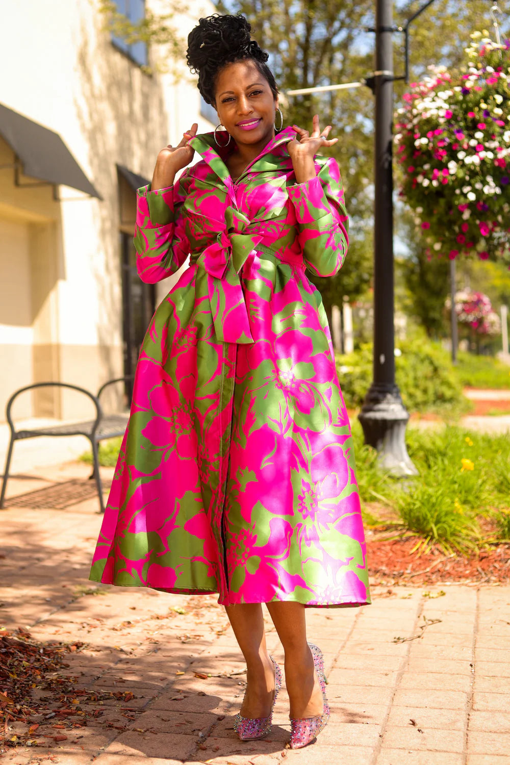 Bold Bloom Double Collar Dress