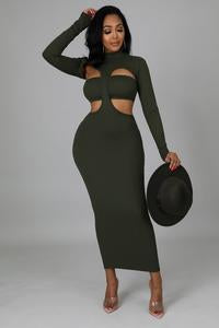 Val bandage olive dress