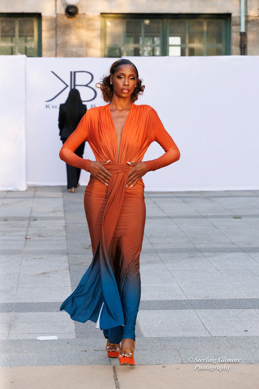 Ombre Ruched Maxi Dress