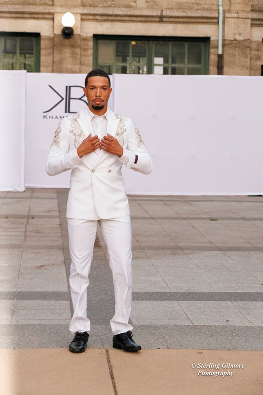 Applique 2pc Double Breasted Suit