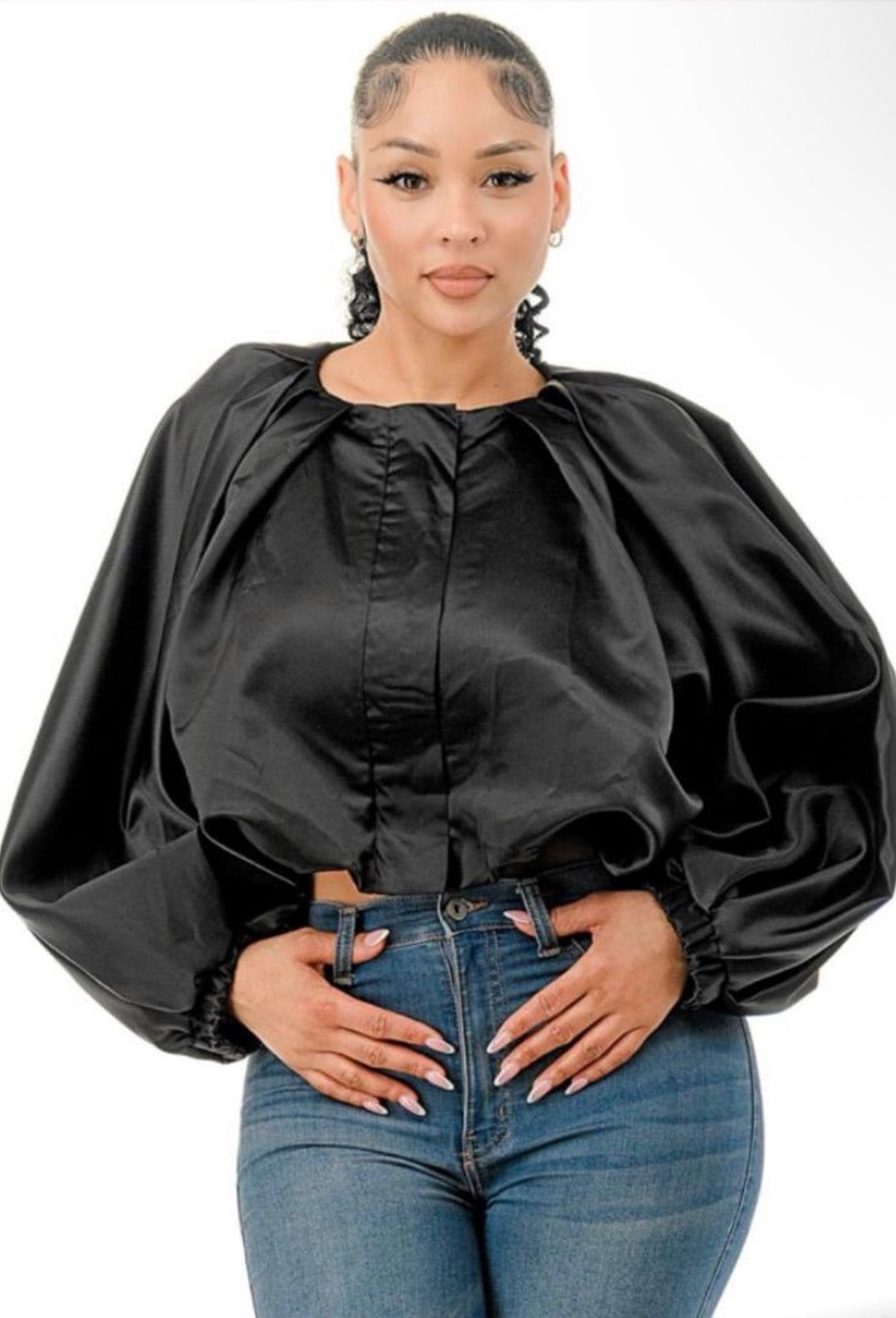Bella Black Satin Top