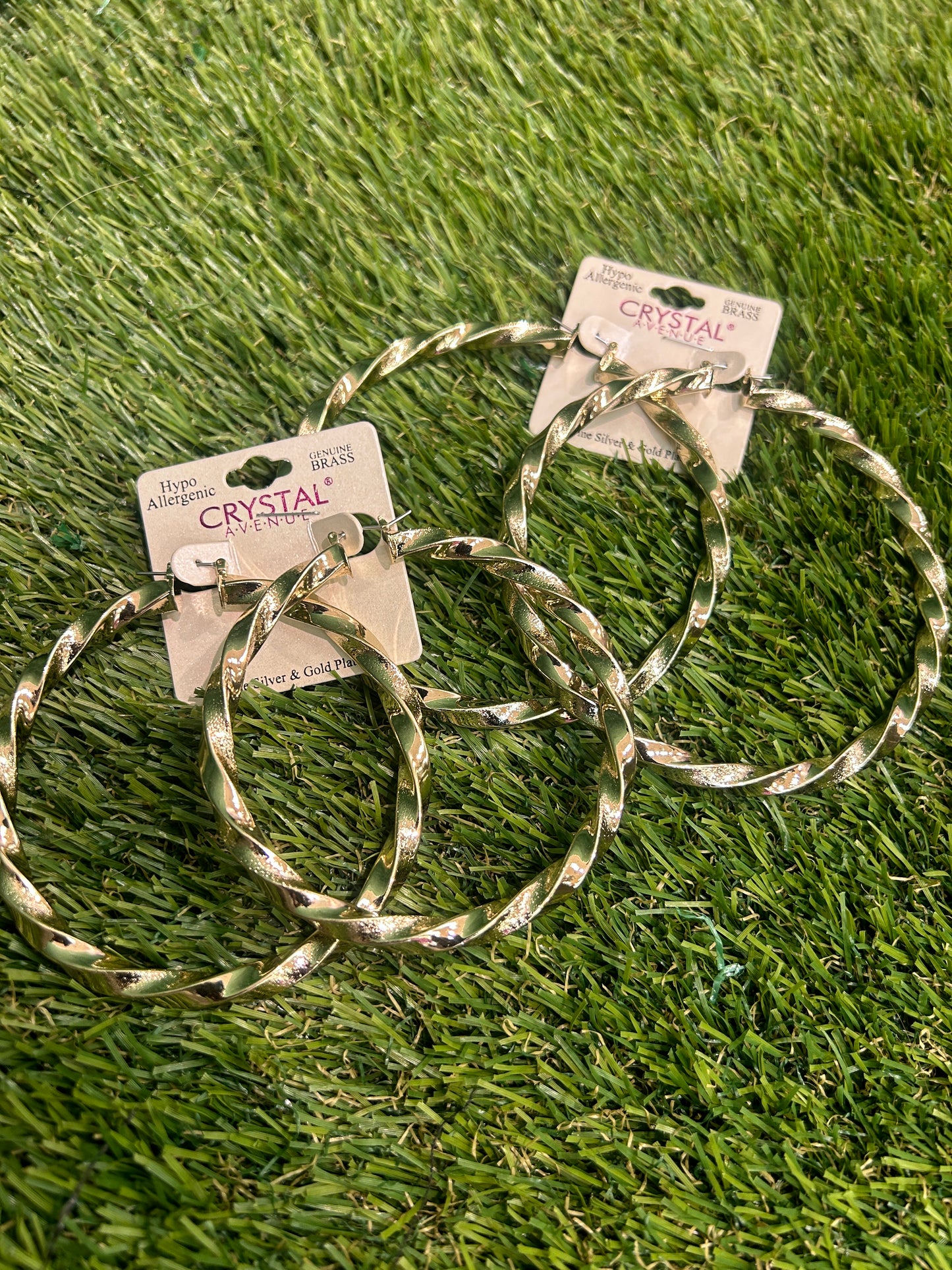 Double Twist Gold Hoops