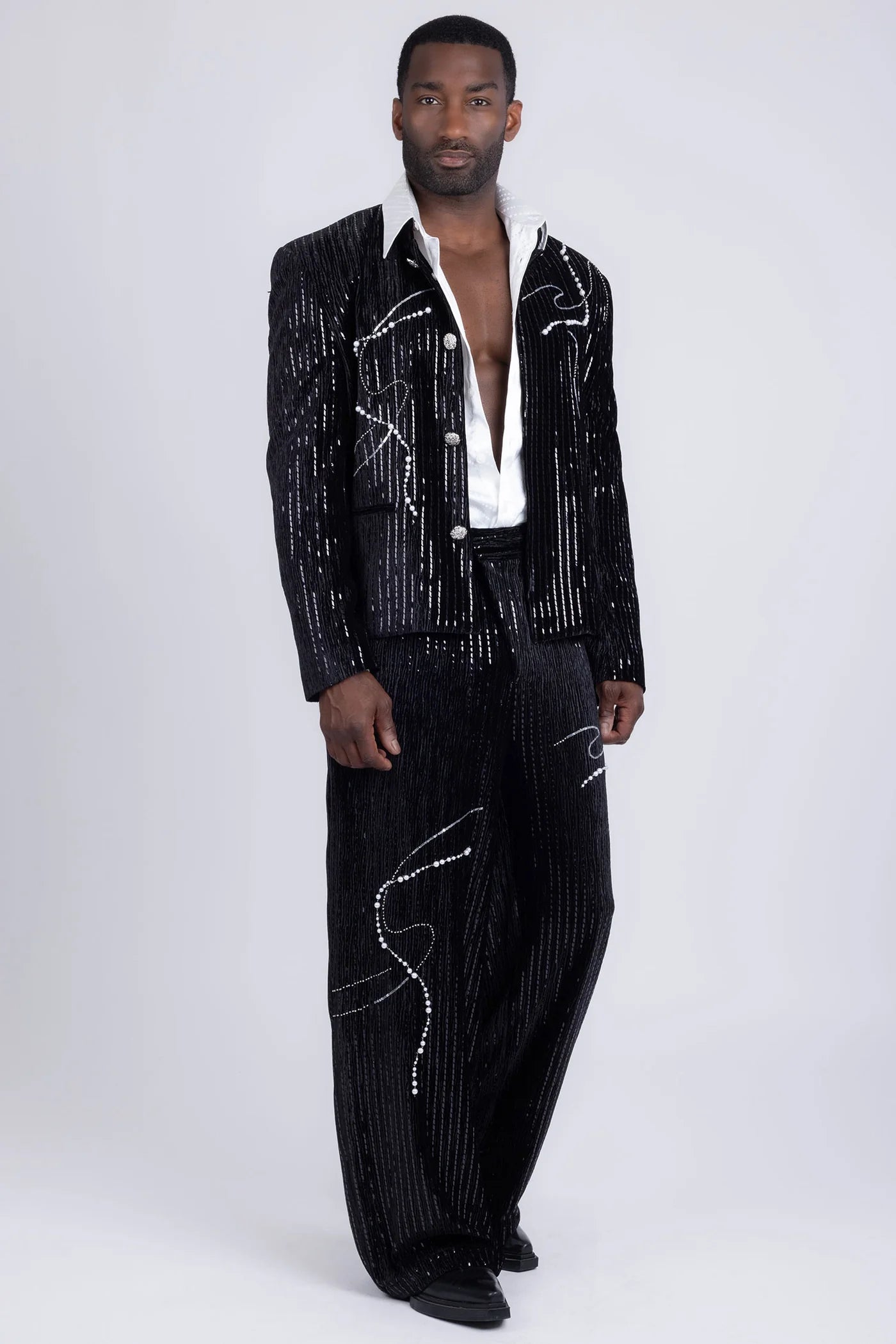 Midnight Opulence Rhinestone Suit