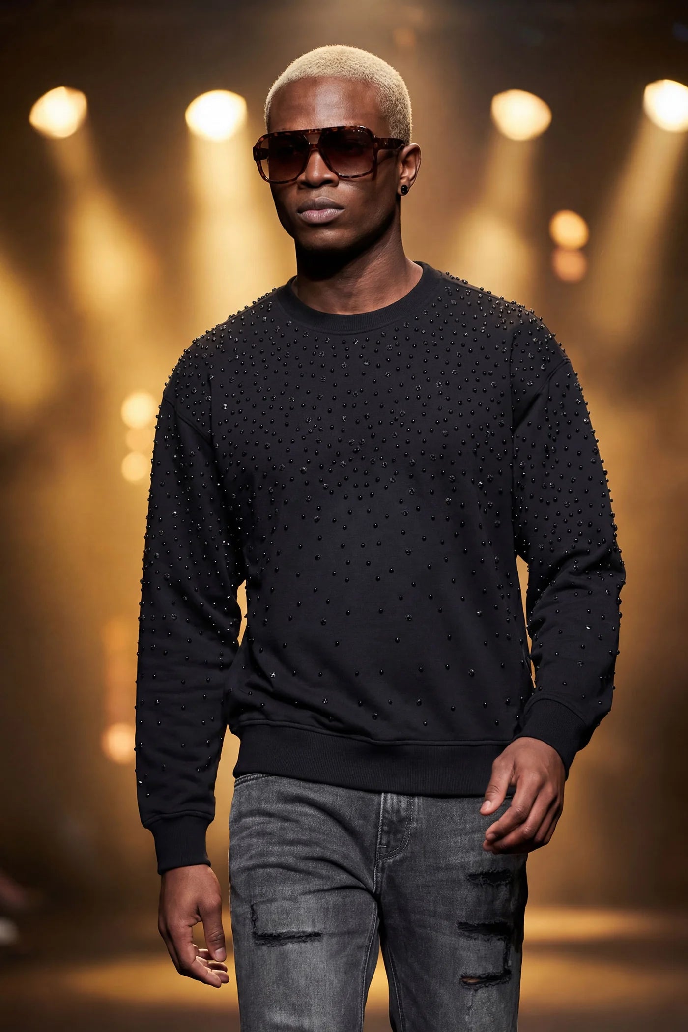 Dripped-Out Crew Neck Sweater