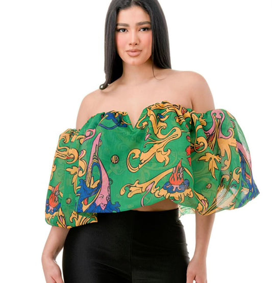 Kharyn Off Shoulder Crop Top Multi Color Perfect Fit Collection