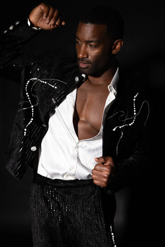 Midnight Opulence Rhinestone Suit