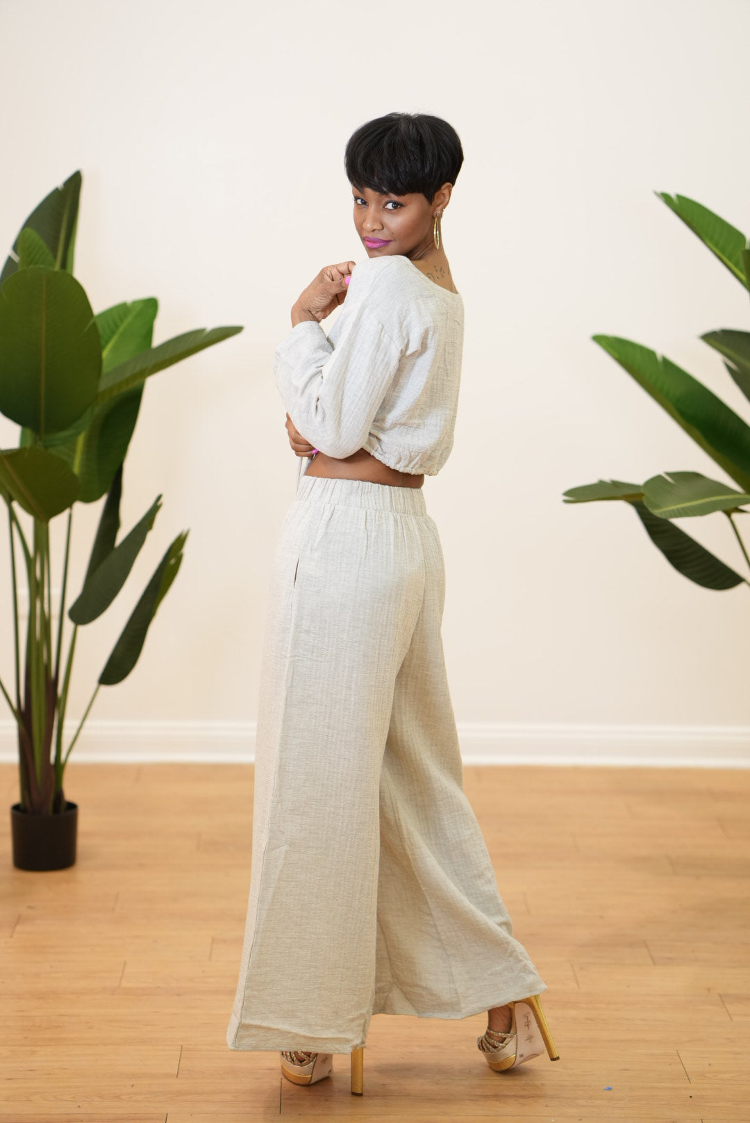 Linen Wide leg pants set