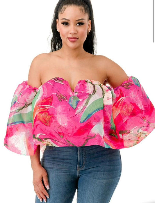 Kharyn Off Shoulder Crop Top Multi Color Perfect Fit Collection