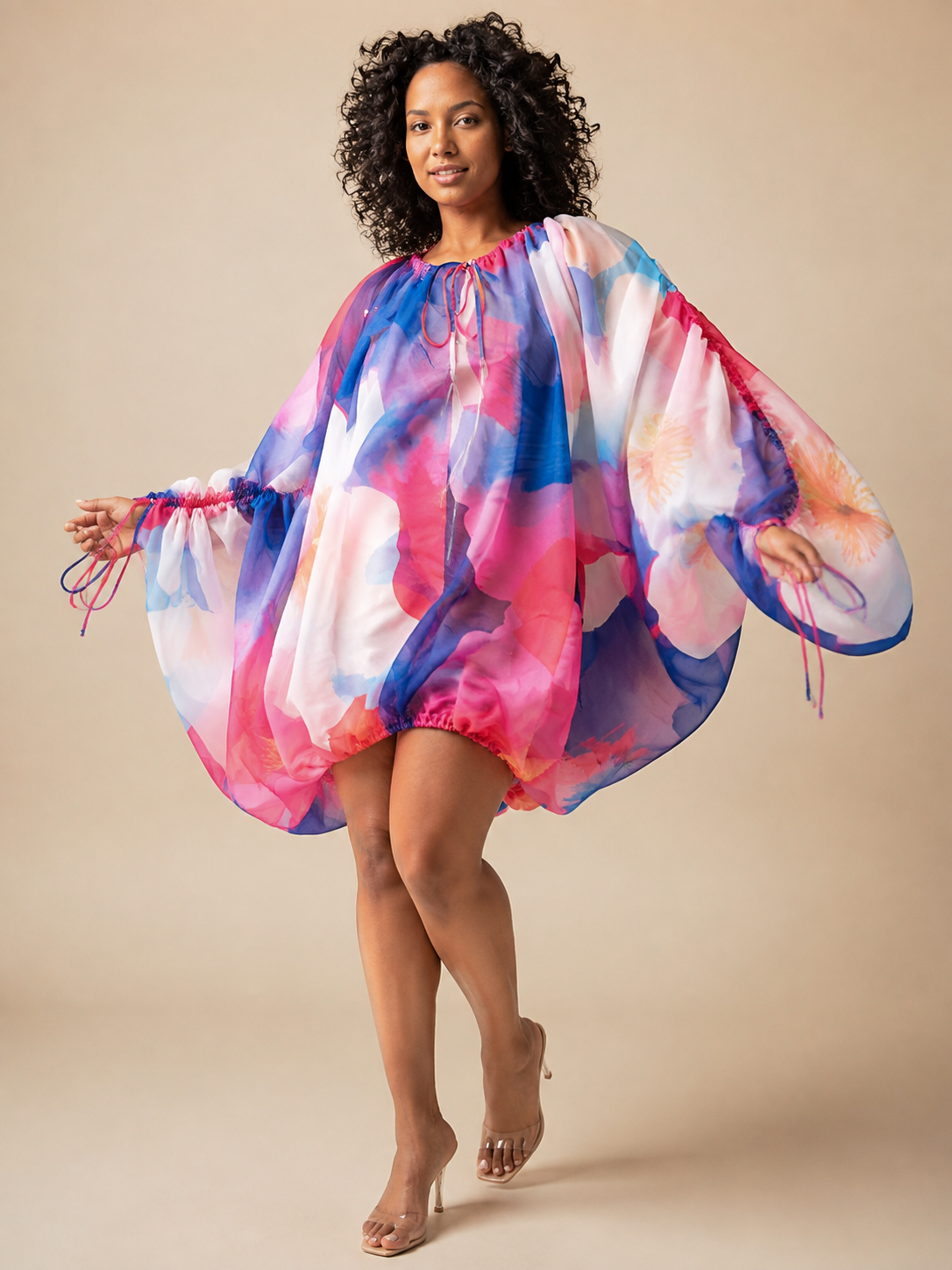 Art Basil Balloon Sleeve Dress