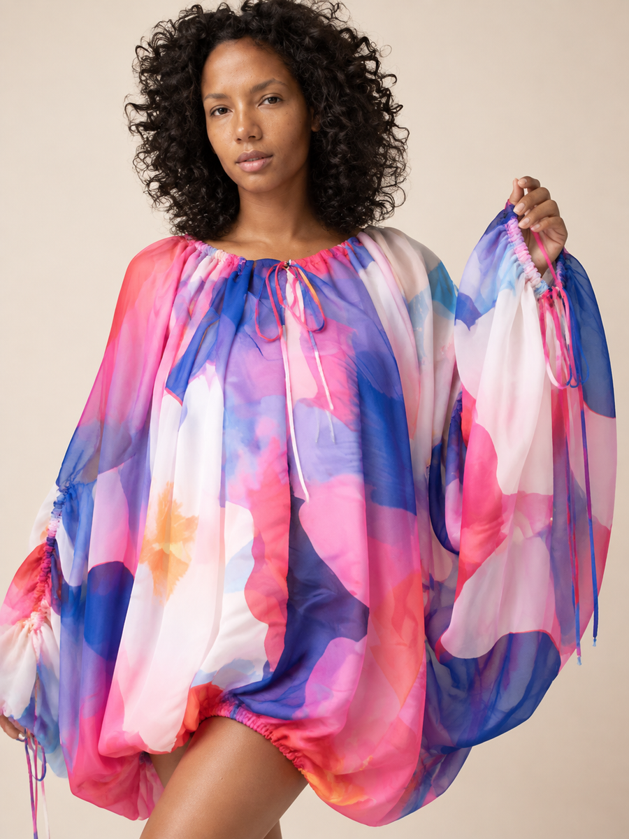 Art Basil Balloon Sleeve Dress
