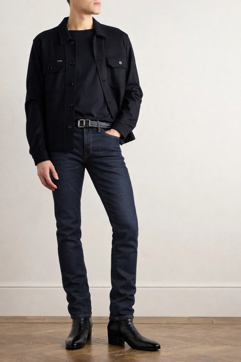 Dark Denim Fitted Jeans