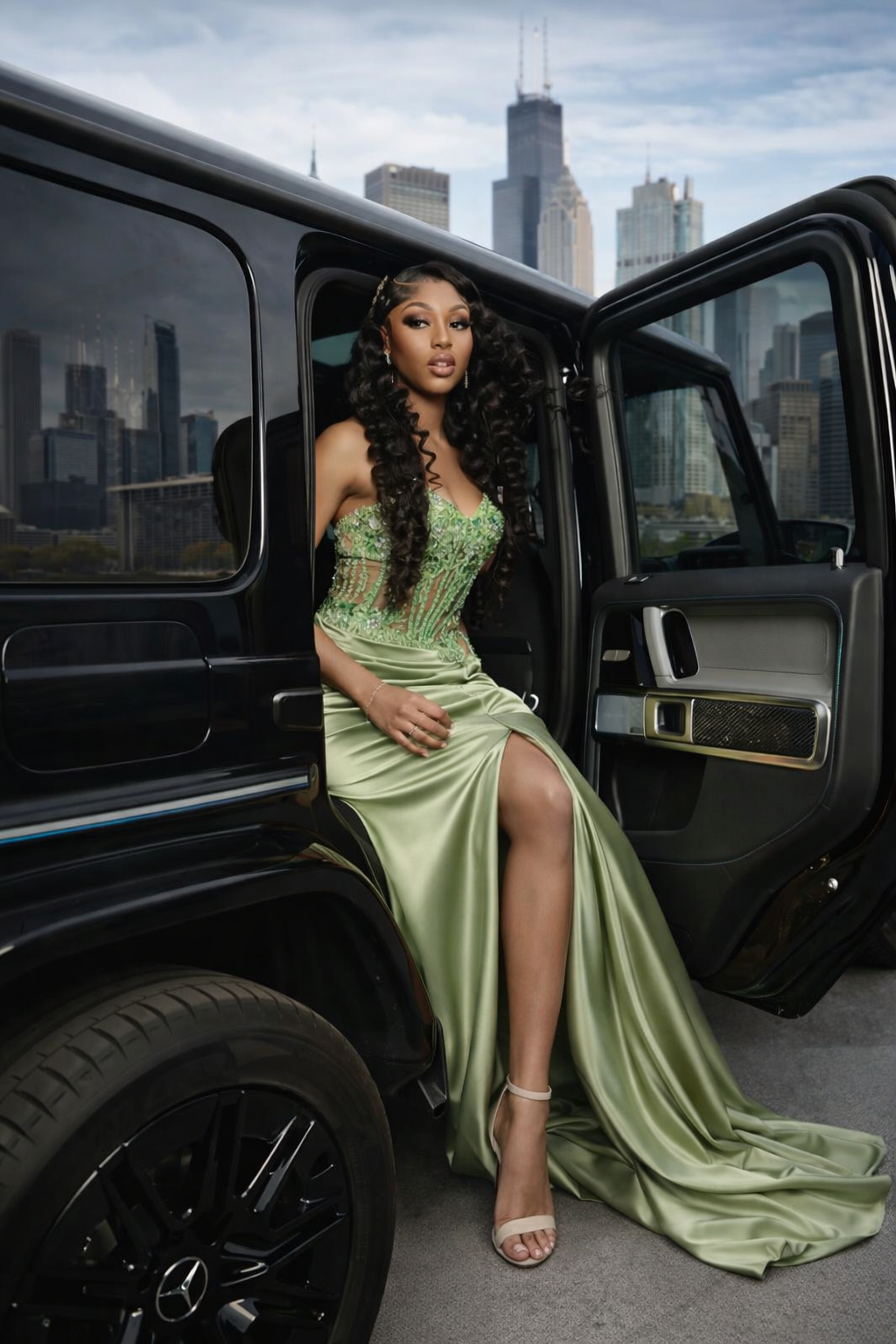 Lace and Satin Fitted Prom Dress