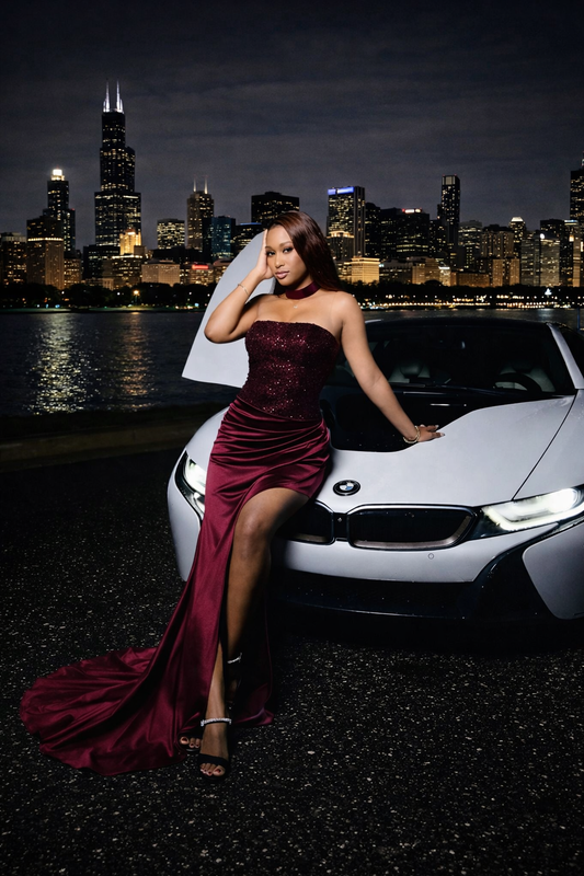 Ruby Rhinestone Formal Dress