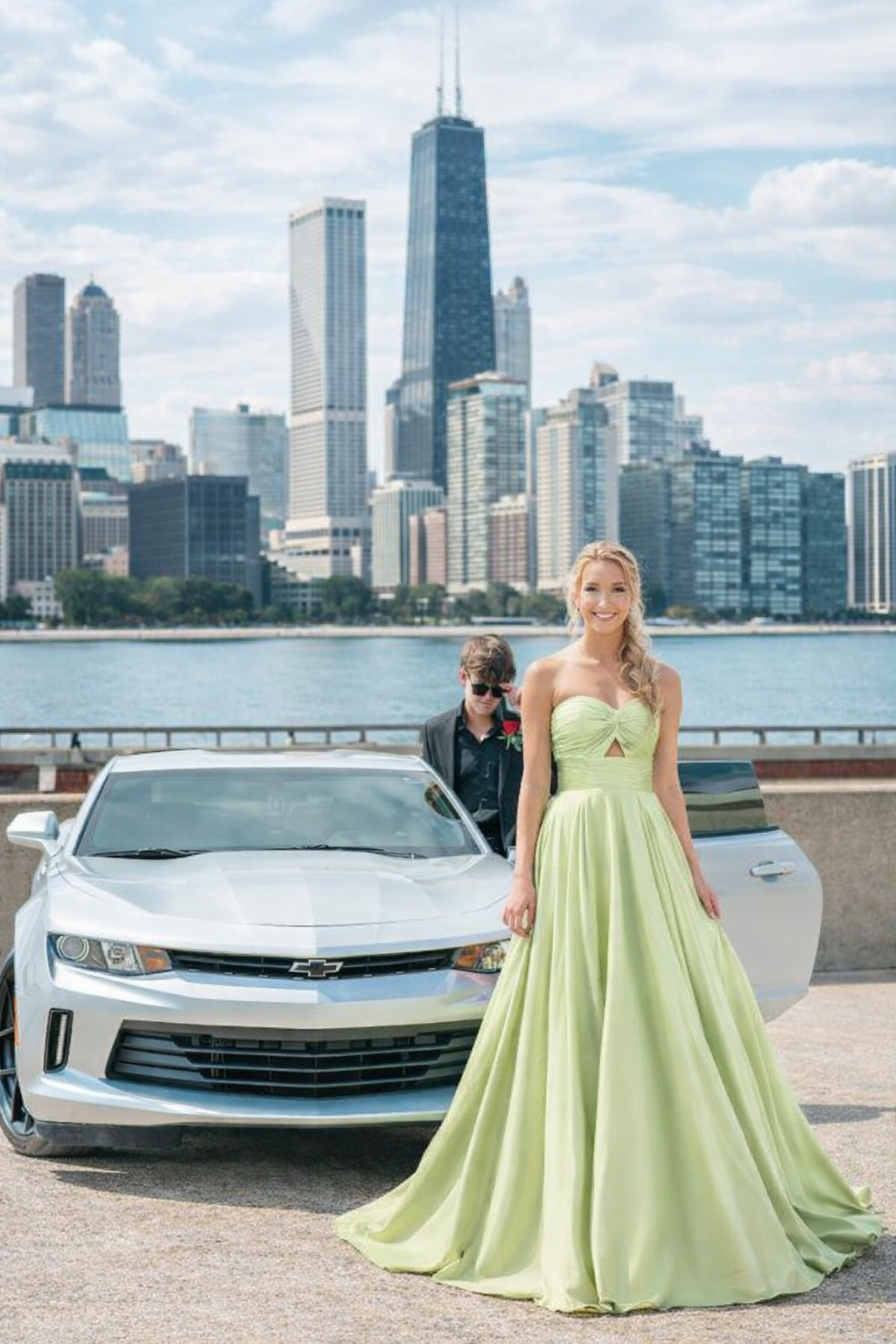 Satin Keyhole Prom Dress