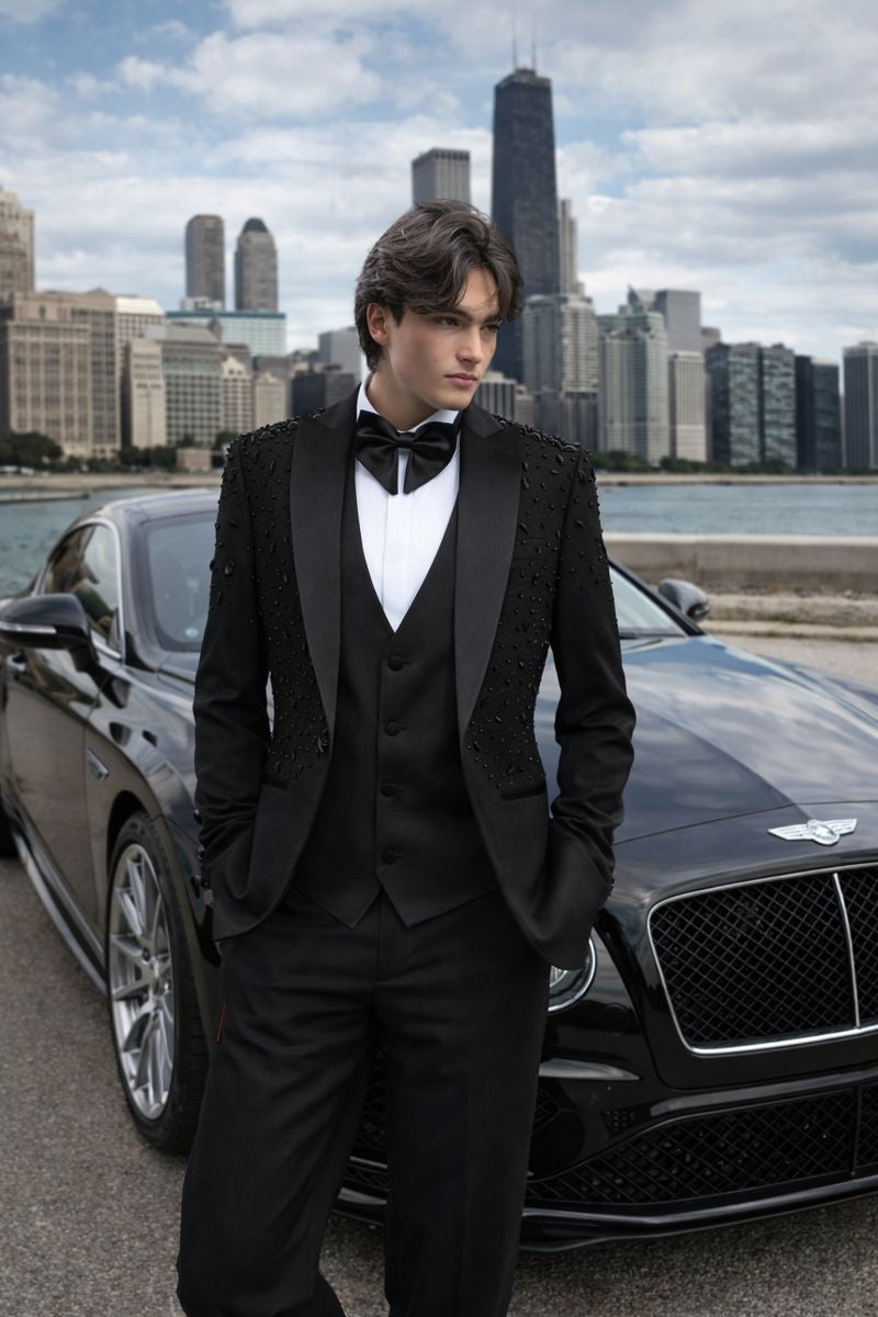 The Obsidian Royale Tuxedo – Satin Edition