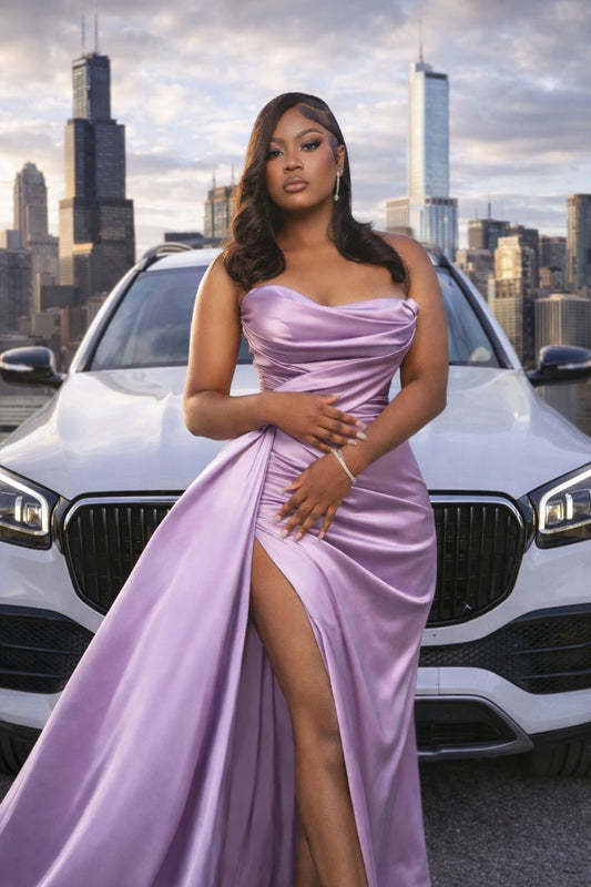Fitted Satin Prom Dress