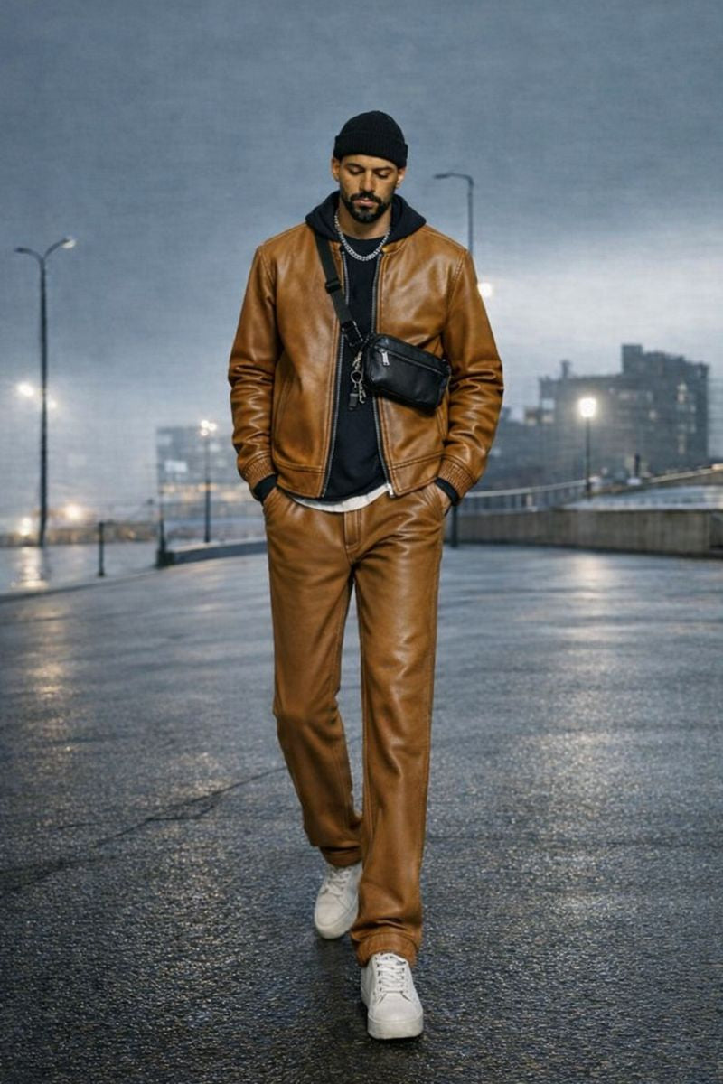 Luxe Leather Jogging Set