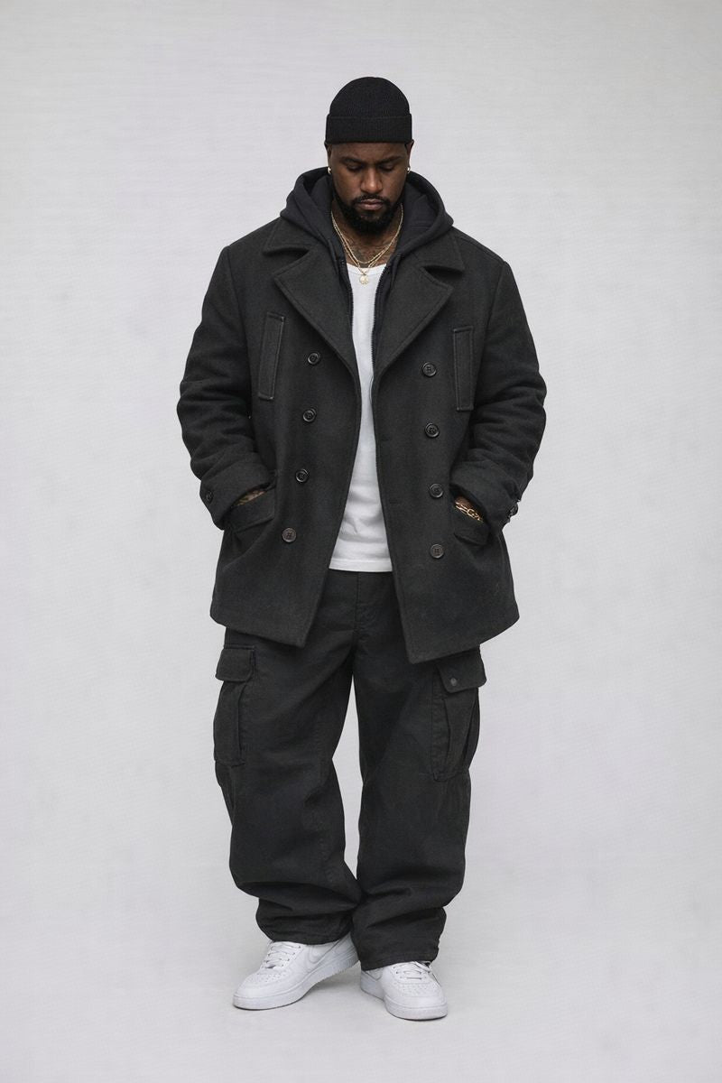 Black Button-Up Trench Coat