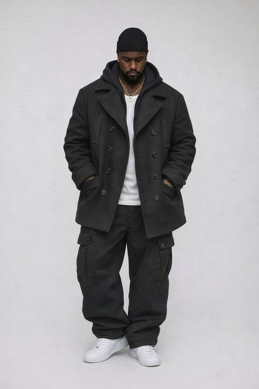 Black Button-Up Trench Coat