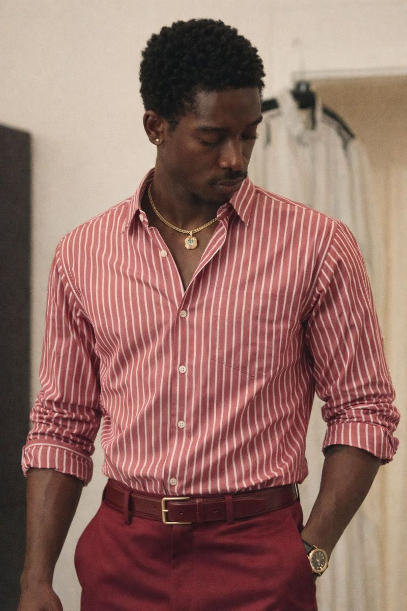 Striped Button-Up Dress Shirt