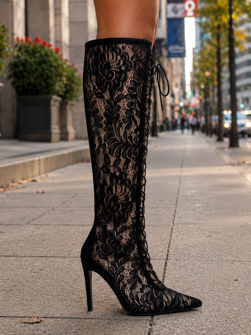 Steve Madden "Maxine" Black Lace Boot
