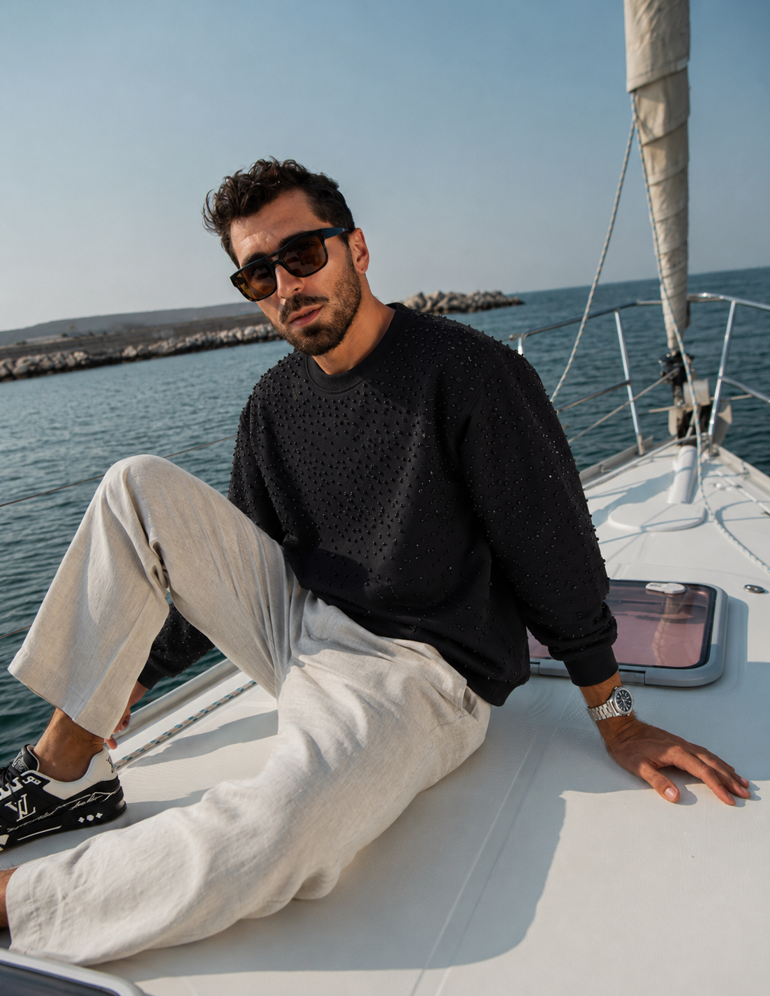 Dripped-Out Crew Neck Sweater