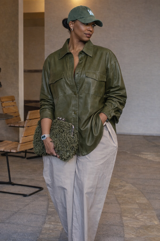 Lethia Leather Button-Up