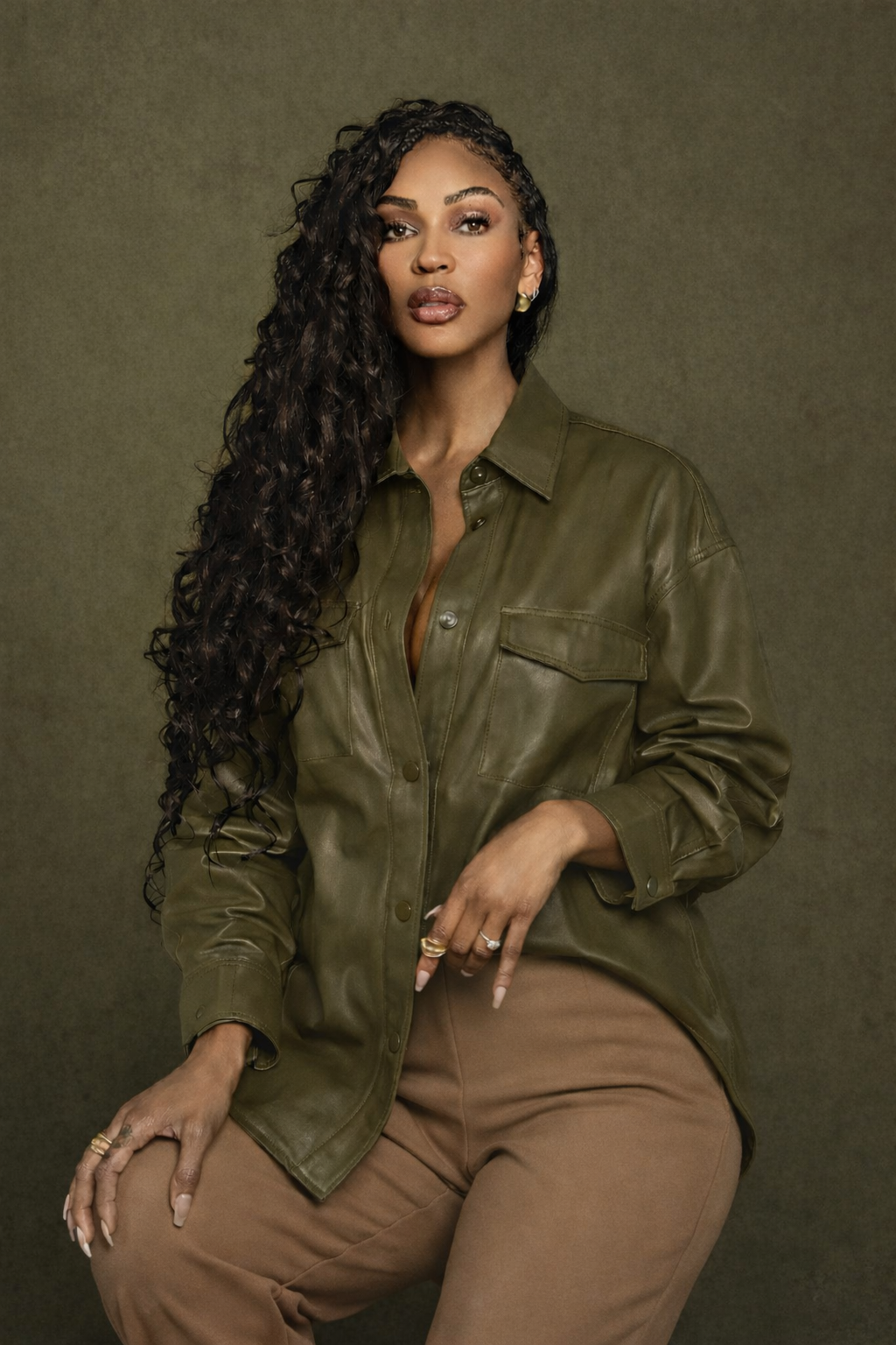Lethia Leather Button-Up