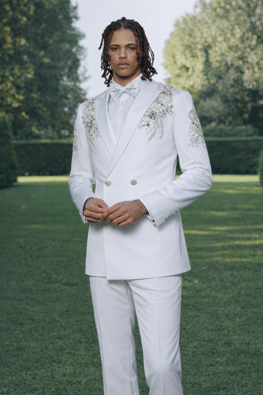 Applique 2pc Double Breasted Suit