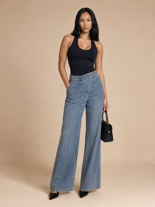 Crossover Fly Mom Jeans