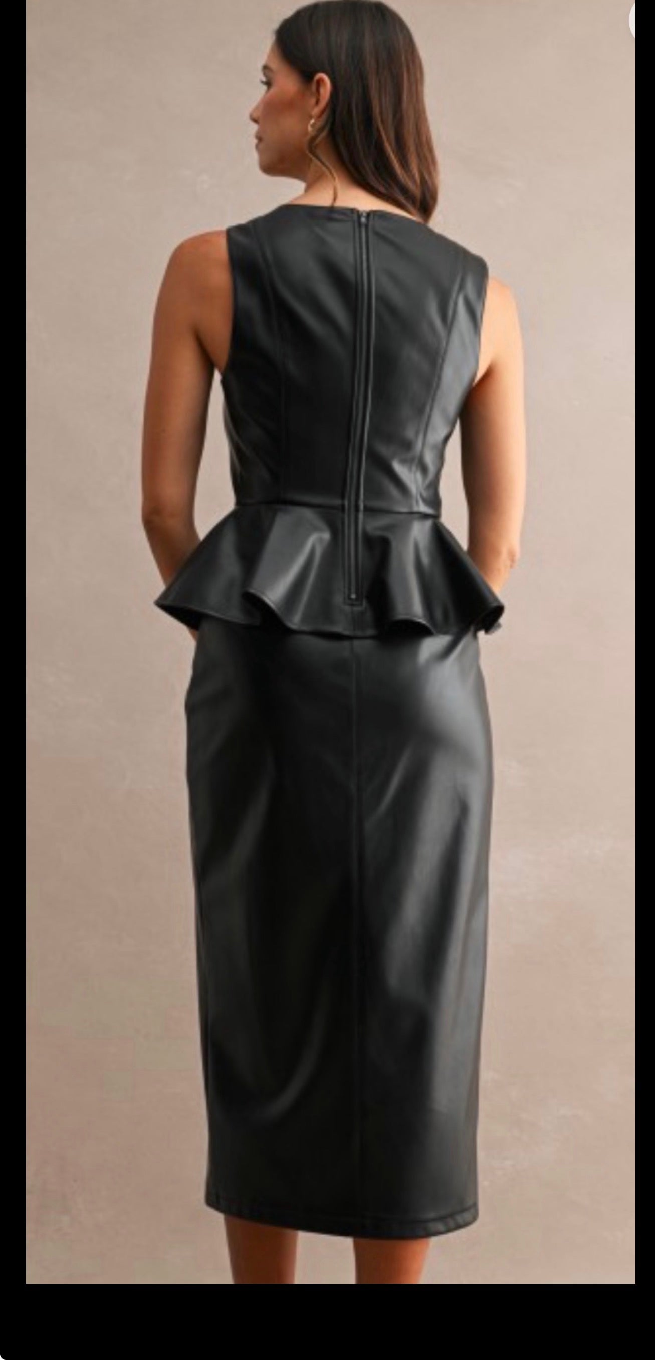 Char 2Pc Vegan Peplum Leather Set