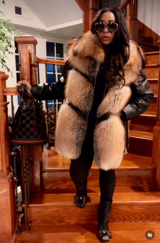 Lava - Real Fox Fur & Lambskin coat