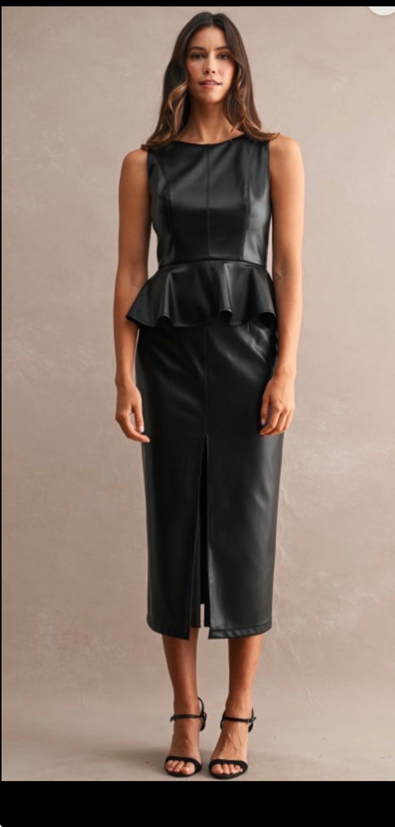 Char 2Pc Vegan Peplum Leather Set