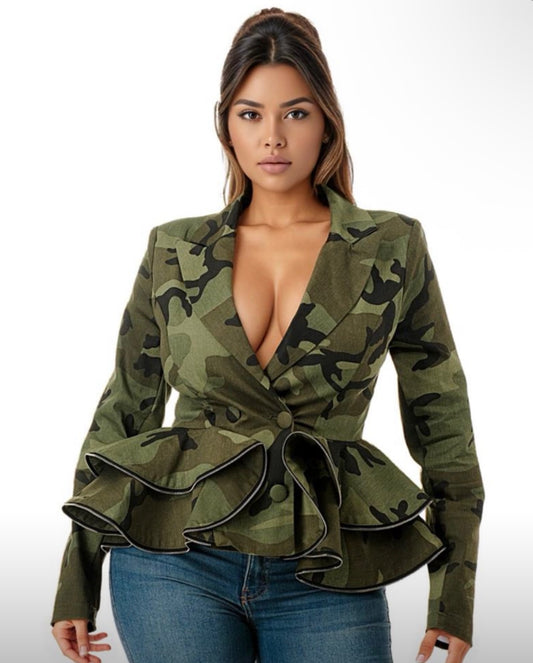 Camo Craze Poplum Jacket