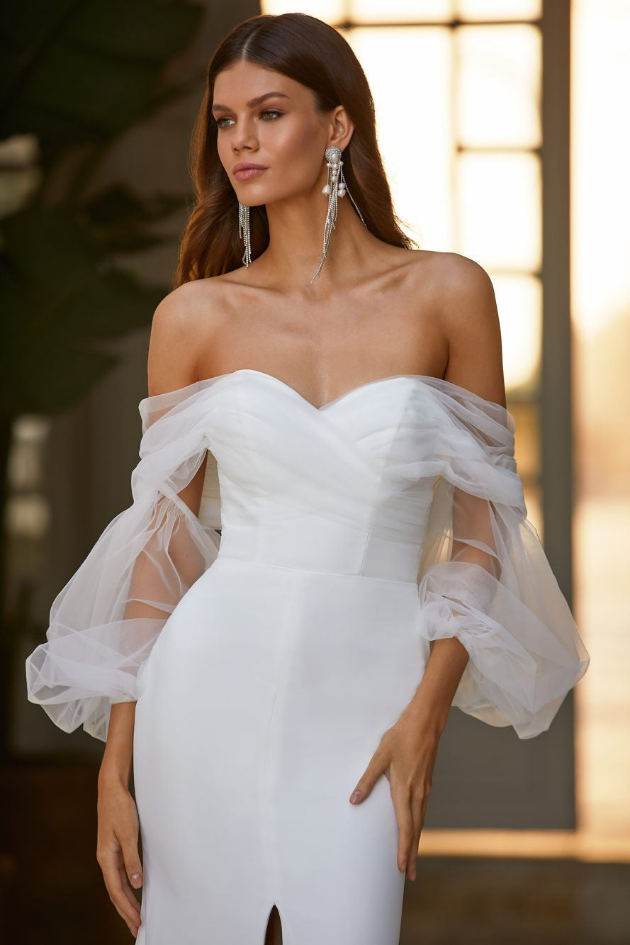 White Off The Shoulder Prom Dress