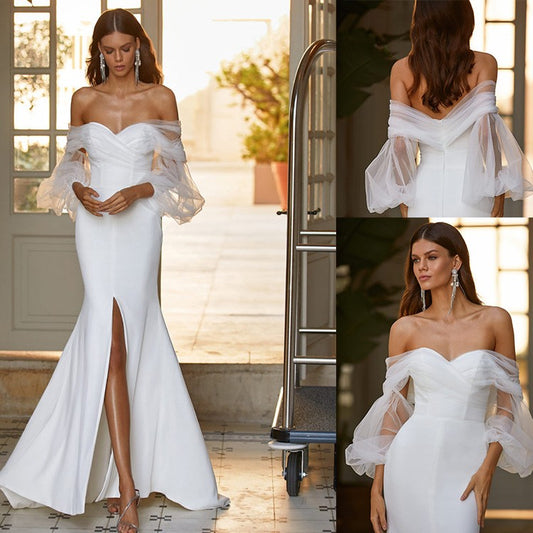White Off The Shoulder Prom Dress
