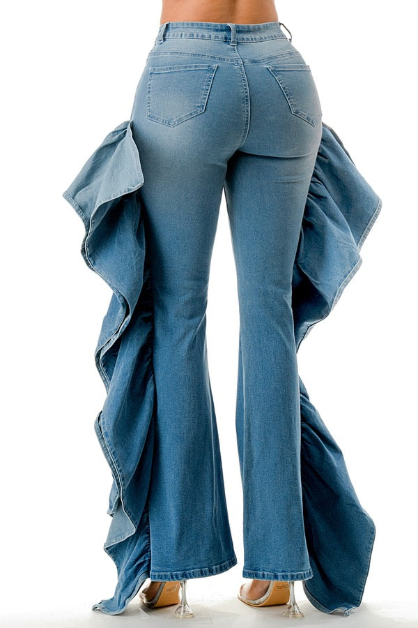 Super Stretch Denim Ruffle jeans