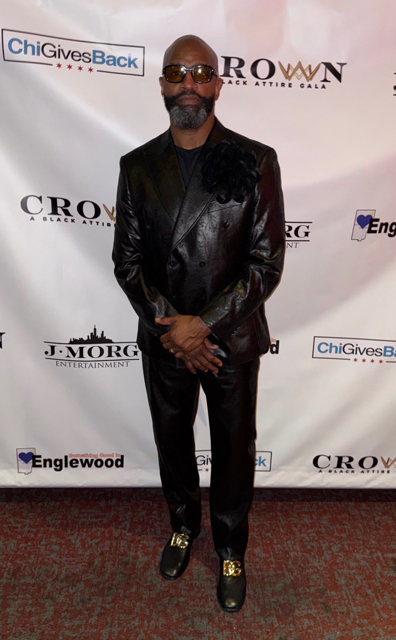 Wax Faux Leather Double Breasted Suit