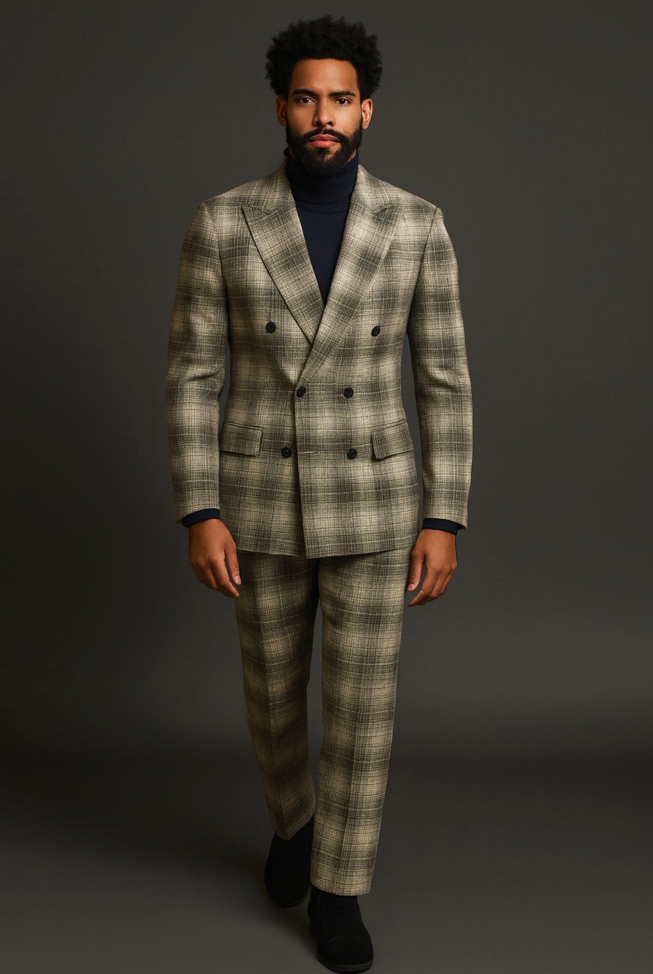Milano Tan Plaid Suit