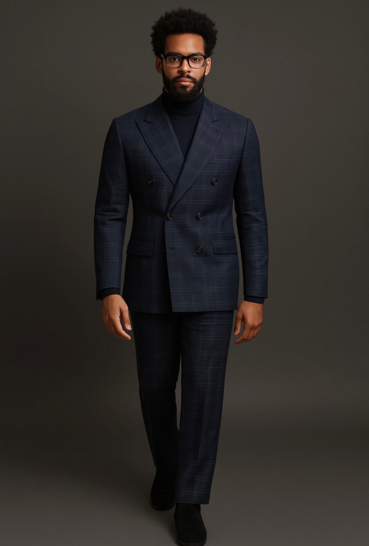 Milano Navy Plaid Suit